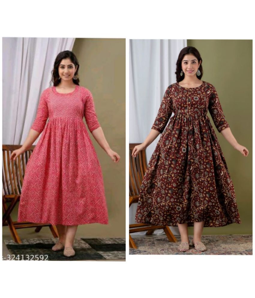     			Nevisha Style Multi Color Cotton Maternity Kurta Pack of 2