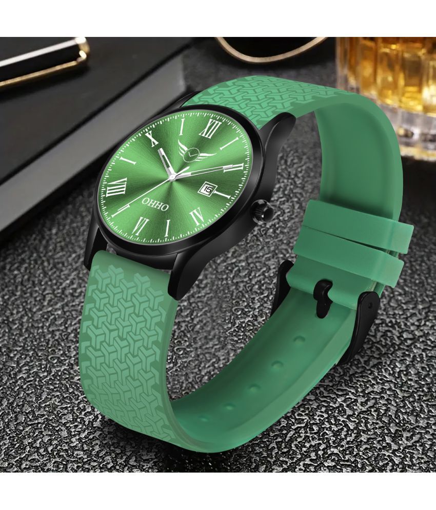     			OHHO Green Silicon Analog Men's Watch