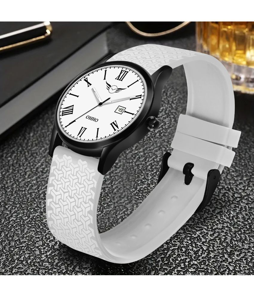     			OHHO Light Grey Silicon Analog Men's Watch