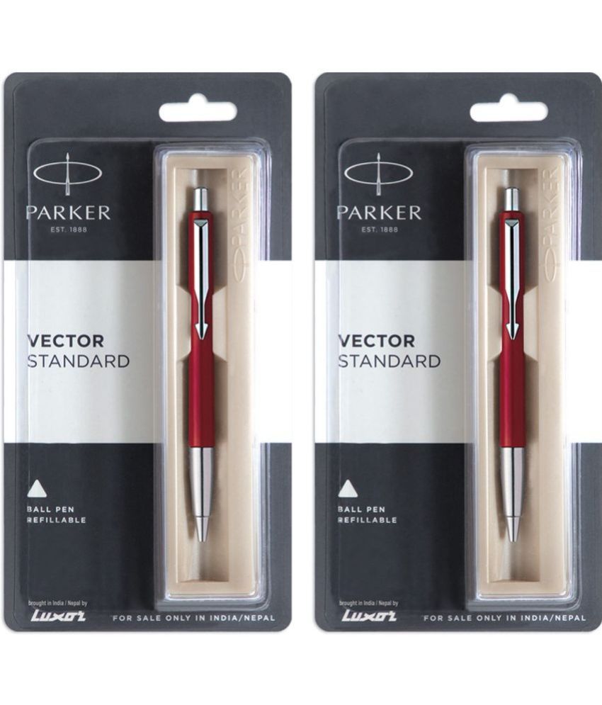     			Parker Vector Standard Chrome Trim Ballpen Red Pack of 2