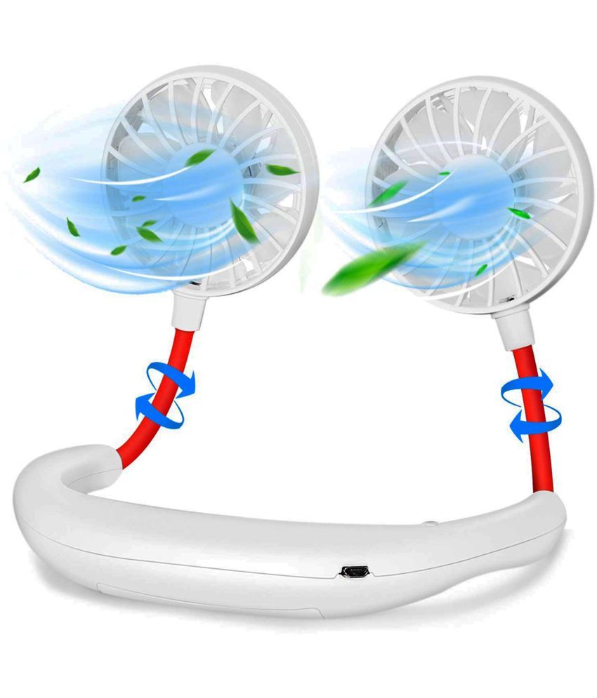     			Portable Hand Free Neck Fan with rechargeable battery 3 Adjustable Speeds.