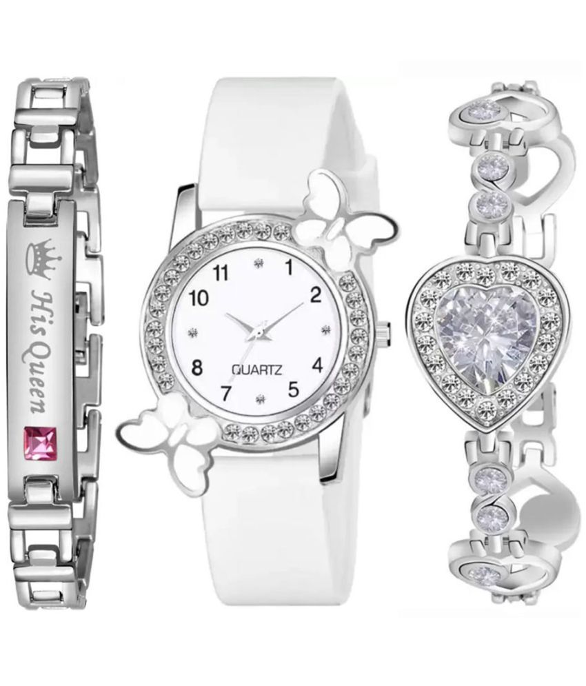     			REESKY White Rubber Analog Womens Watch