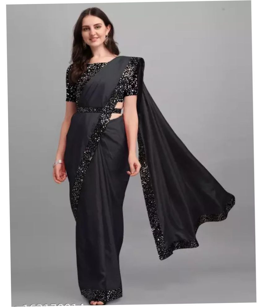     			Ruyu Art Silk Embellished Saree With Blouse Piece - Black ( Pack of 1 )