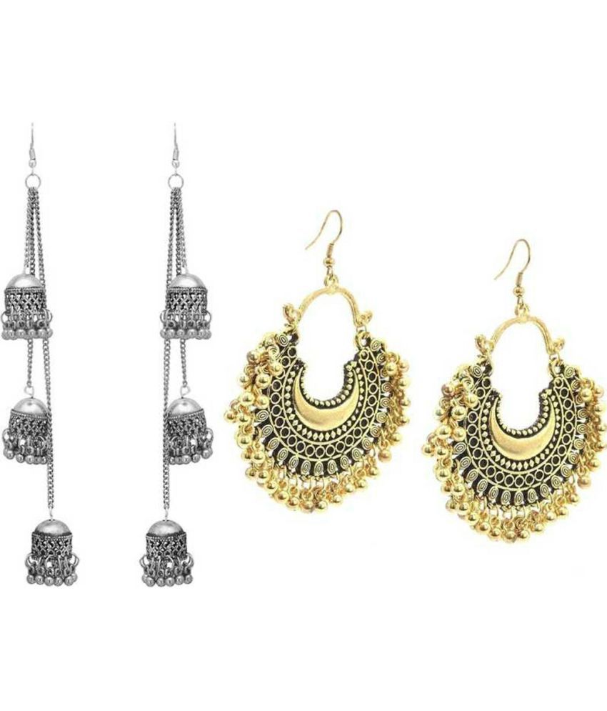     			Samridhi DC Golden Jhumki Earrings ( Pack of 2 )