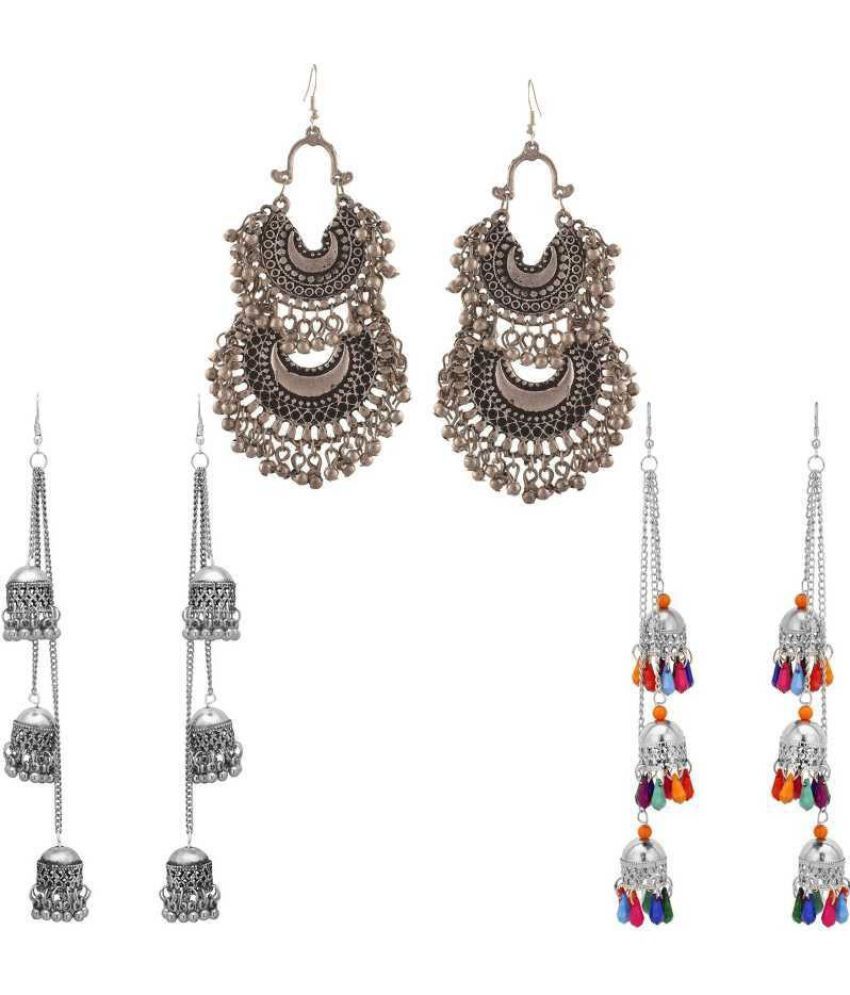     			Samridhi DC Silver Chandbalis Earrings ( Pack of 3 )