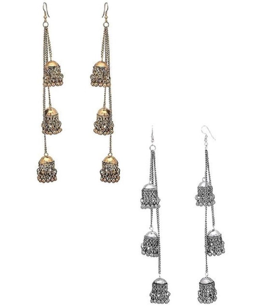     			Samridhi DC Silver Jhumki Earrings ( Pack of 2 )