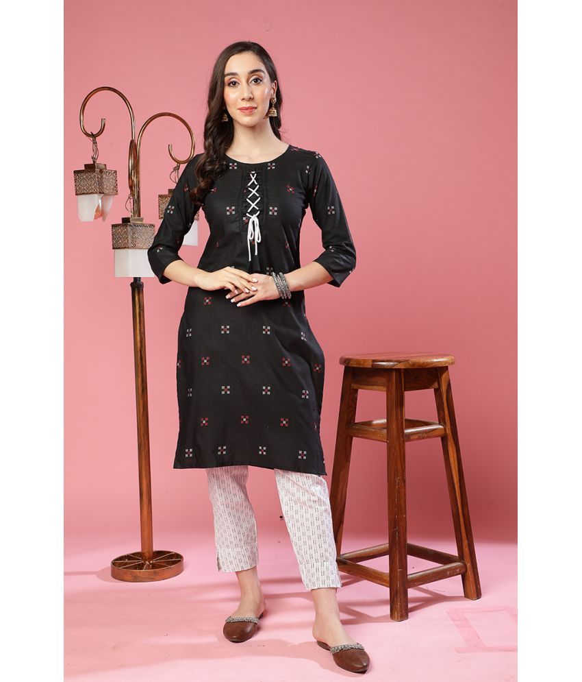     			TRAHIMAM Cotton Blend Printed Kurti With Pants Women's Stitched Salwar Suit - Brown ( Pack of 1 )