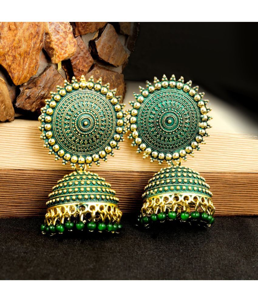     			Thrillz Green Jhumki Earrings ( Pack of 1 )
