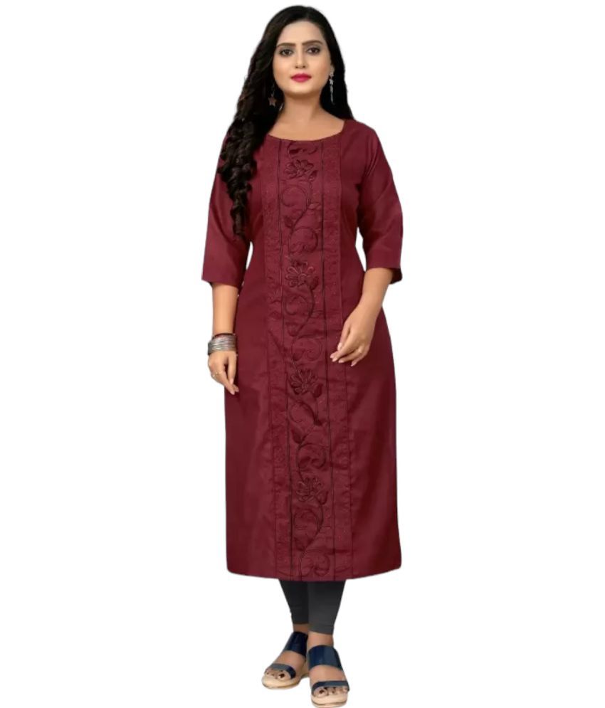     			VINHSCAPE Cotton Blend Embroidered A-line Women's Kurti - Red ( Pack of 1 )