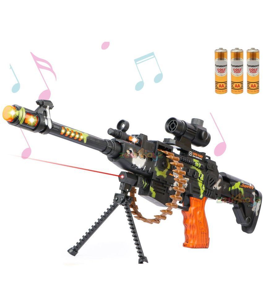     			Zest 4 Toyz 25" Musical Army Style Toy Gun For Kids With Music, Lights And Laser Light -(Battery Included)