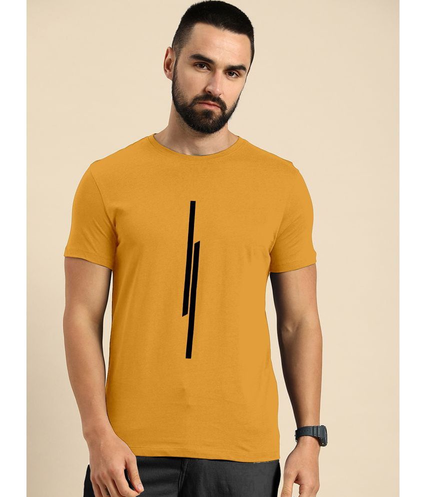     			happy khajana Polyester Regular Fit Printed Half Sleeves Men's T-Shirt - Yellow ( Pack of 1 )