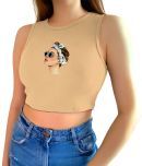 fashion and youth Beige Cotton Blend Women's Crop Top ( Pack of 1 )