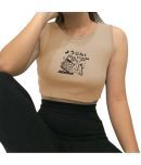 fashion and youth Beige Cotton Blend Women's Crop Top ( Pack of 1 )