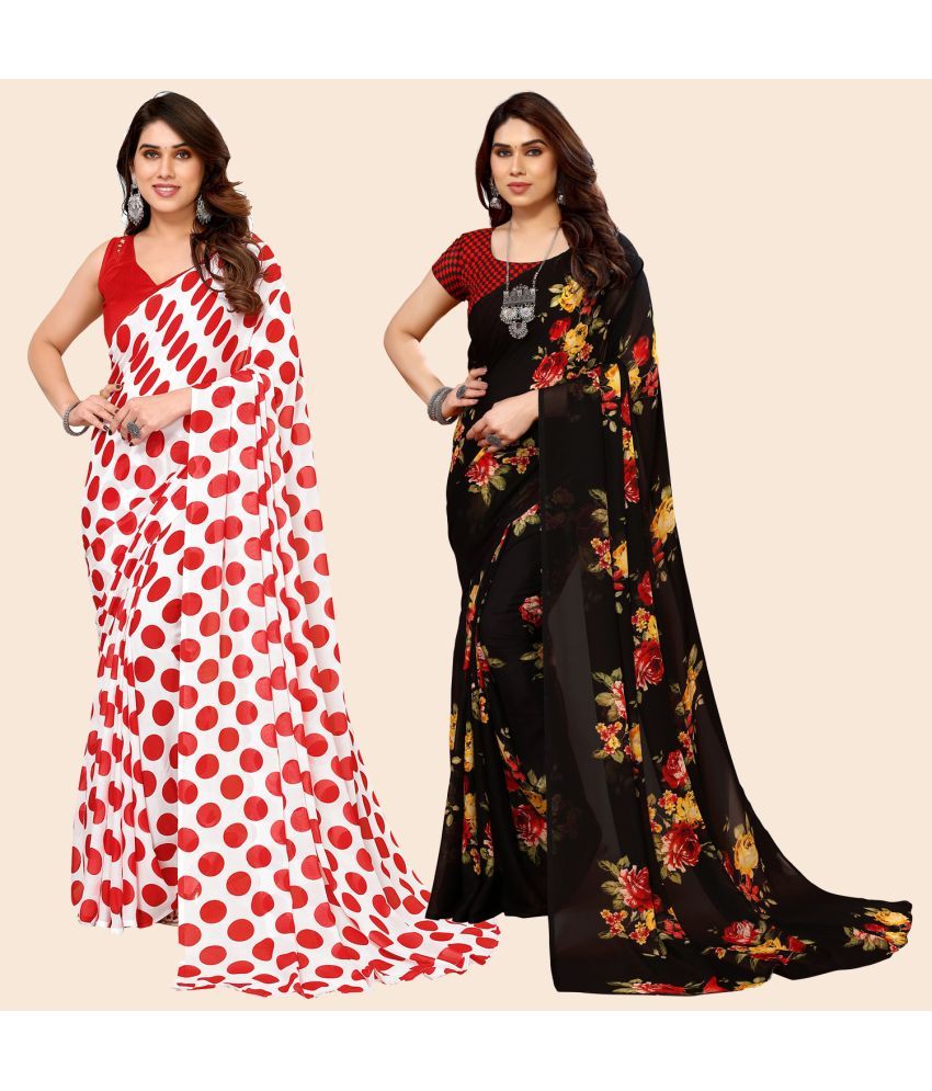     			ANAND SAREES Georgette Printed Saree With Blouse Piece - Multicolour ( Pack of 2 )