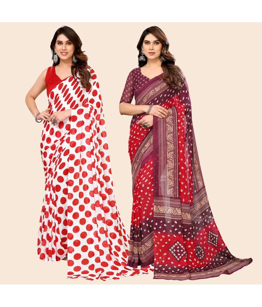     			ANAND SAREES Georgette Printed Saree With Blouse Piece - Multicolour ( Pack of 2 )