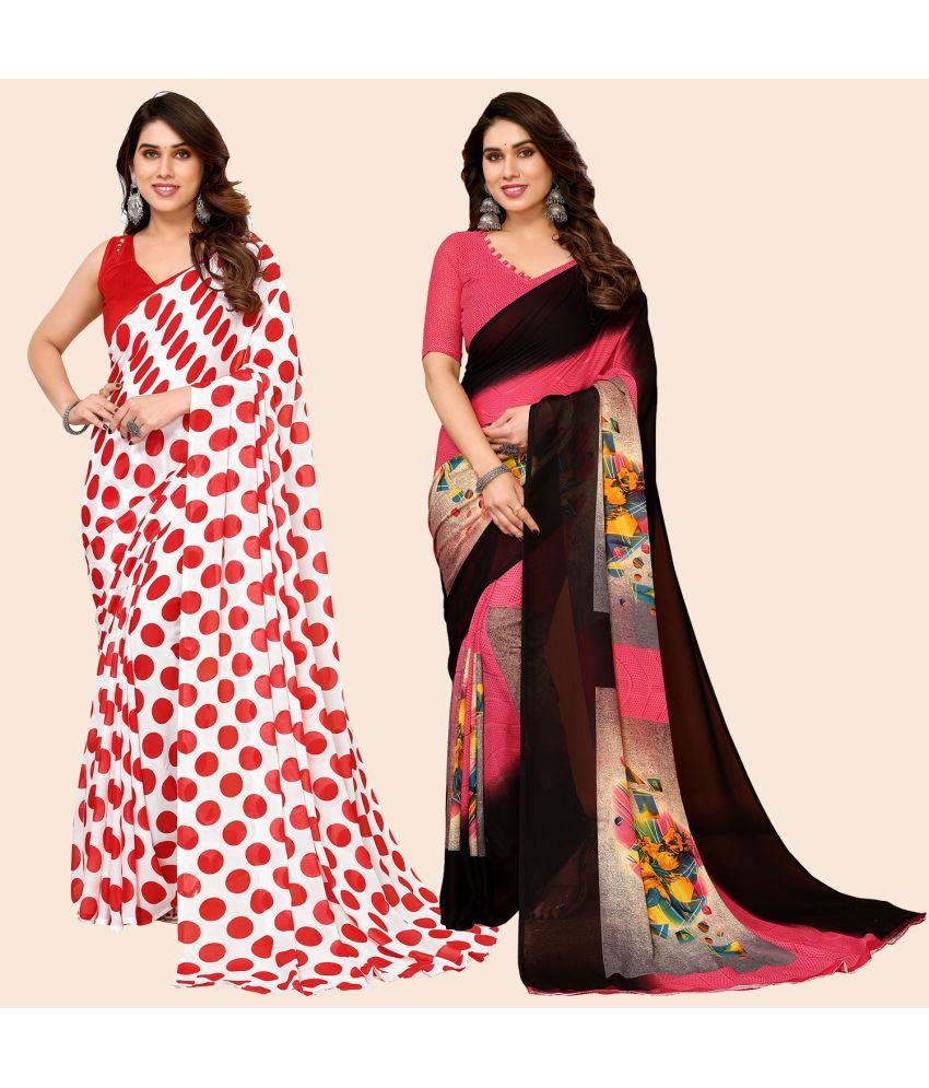     			ANAND SAREES Georgette Printed Saree With Blouse Piece - Multicolour ( Pack of 2 )