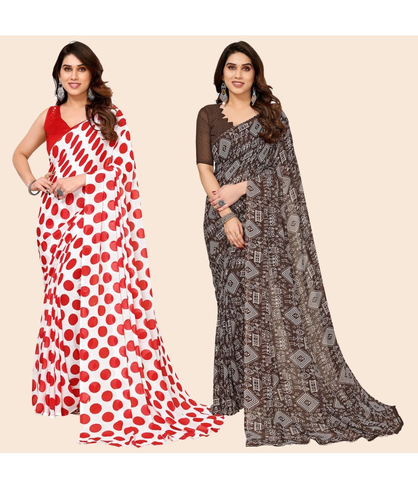     			ANAND SAREES Georgette Printed Saree With Blouse Piece - Multicolour ( Pack of 2 )