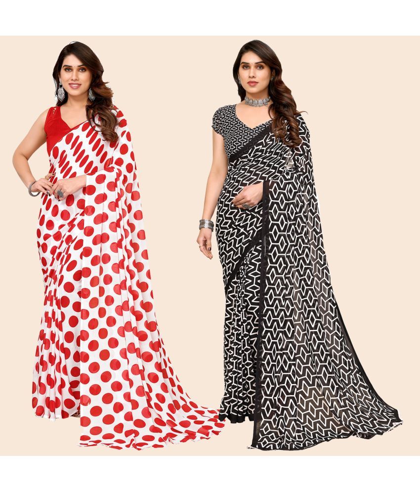     			ANAND SAREES Georgette Printed Saree With Blouse Piece - Multicolour ( Pack of 2 )