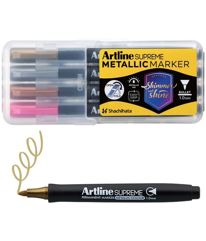     			Artline Supreme Metalic Permanent Marker Set Of 4 1.0 Mm-Epf-790/4Psh1-Gold,Silver,Bonzeand Pink