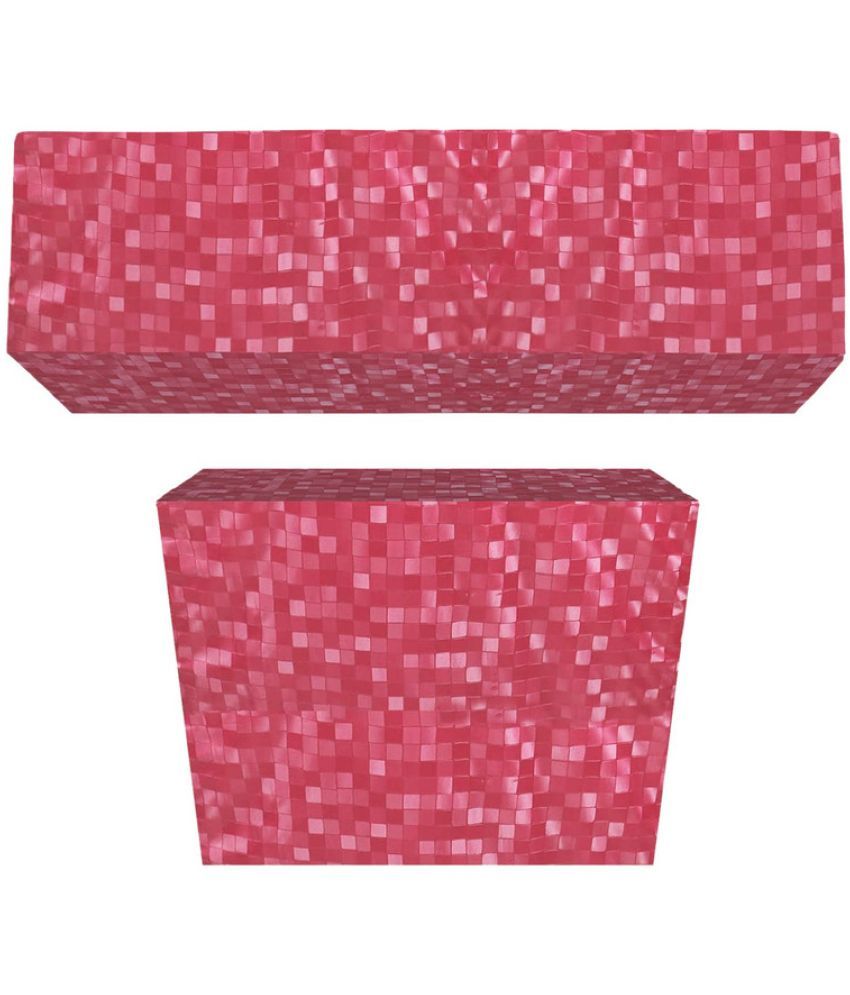     			CASA FURNISHING Set of 2 Polyester Blend Pink AC Cover for 1.5 Ton Split AC