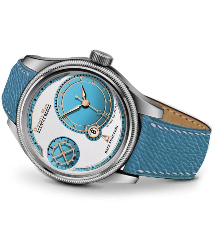     			DoubleRun Blue Leather Chronograph Men's Watch