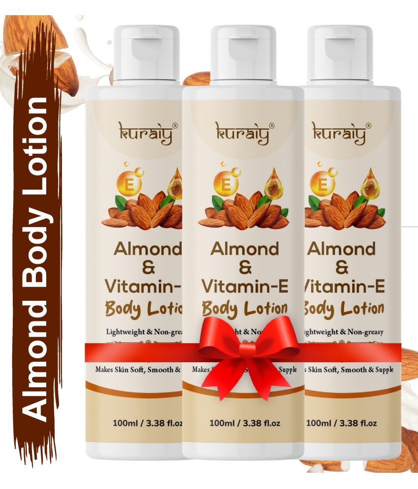     			KURAIY Body Lotion skin whitening Moisturizing Almond Body Lotion skin lightening Lotion Pack Of 3