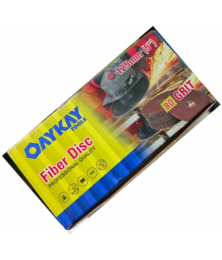     			Oaykay Tools Fiber Disc 5" (125mm) Professional Quality Aluminum Oxide Resin Grinding Sandpaper Grit 80 Sanding (pack of 25pc) Sander Disc Angle Grinder