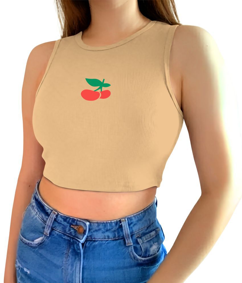     			fashion and youth Beige Cotton Blend Women's Crop Top ( Pack of 1 )
