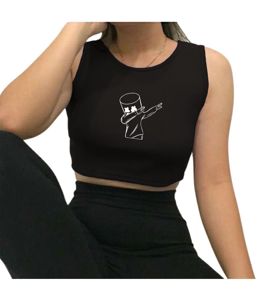     			fashion and youth Black Cotton Blend Women's Crop Top ( Pack of 1 )