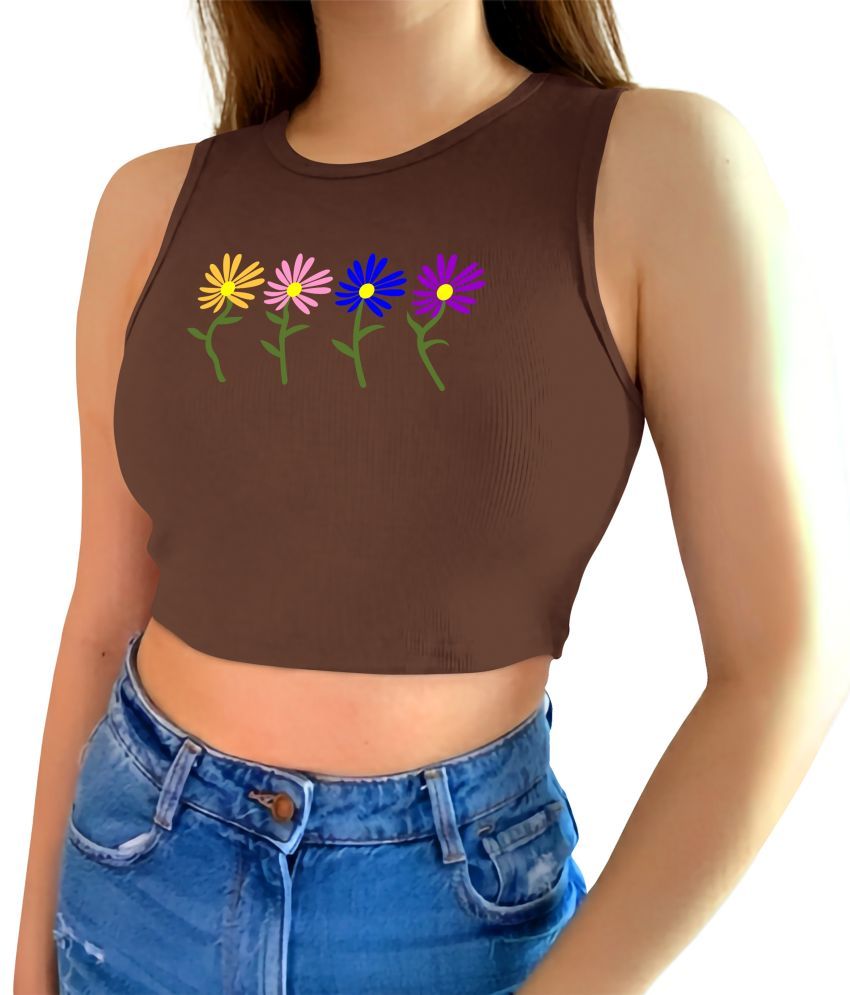     			fashion and youth Brown Cotton Blend Women's Crop Top ( Pack of 1 )