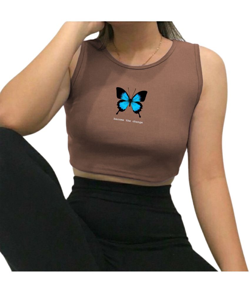     			fashion and youth Brown Cotton Blend Women's Crop Top ( Pack of 1 )