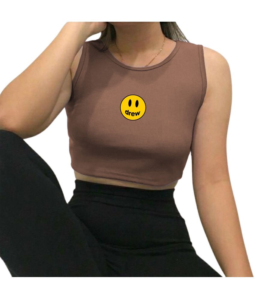     			fashion and youth Brown Cotton Blend Women's Crop Top ( Pack of 1 )