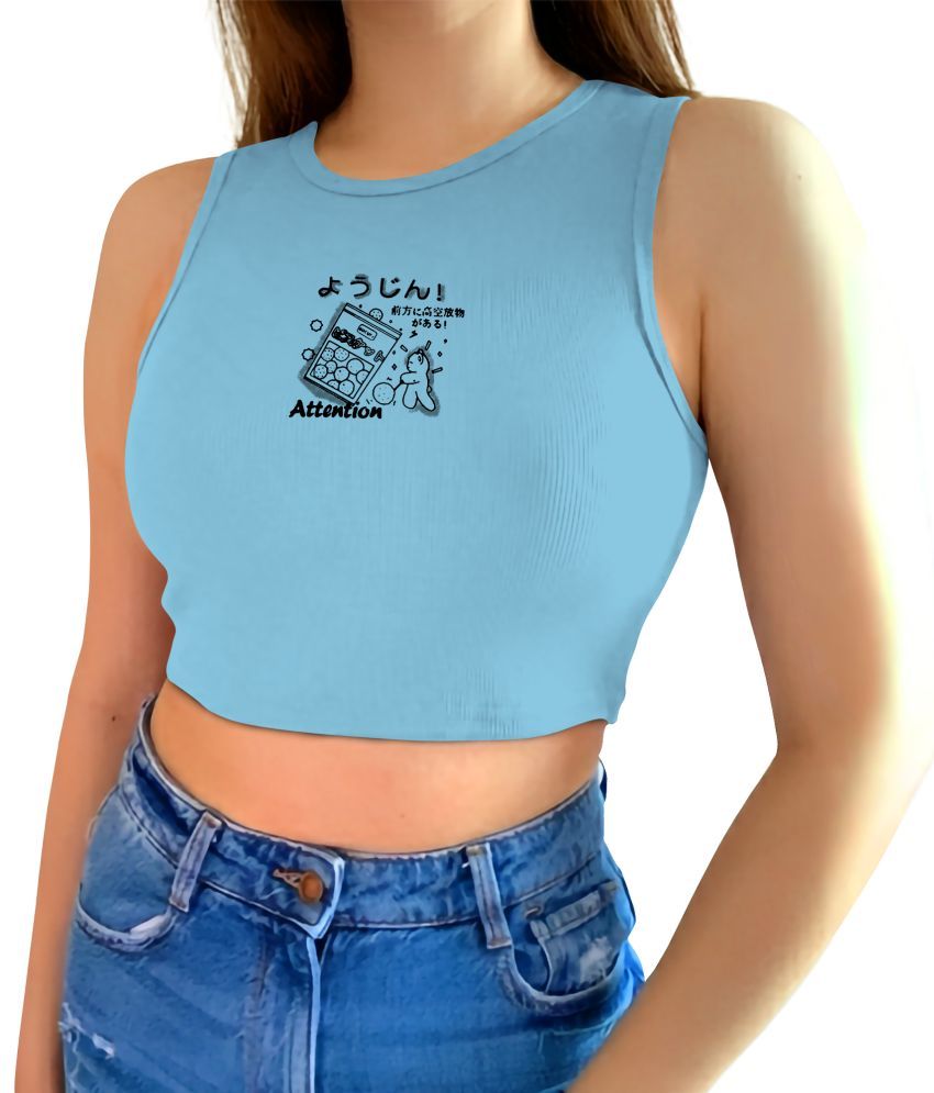     			fashion and youth Light Blue Cotton Blend Women's Crop Top ( Pack of 1 )