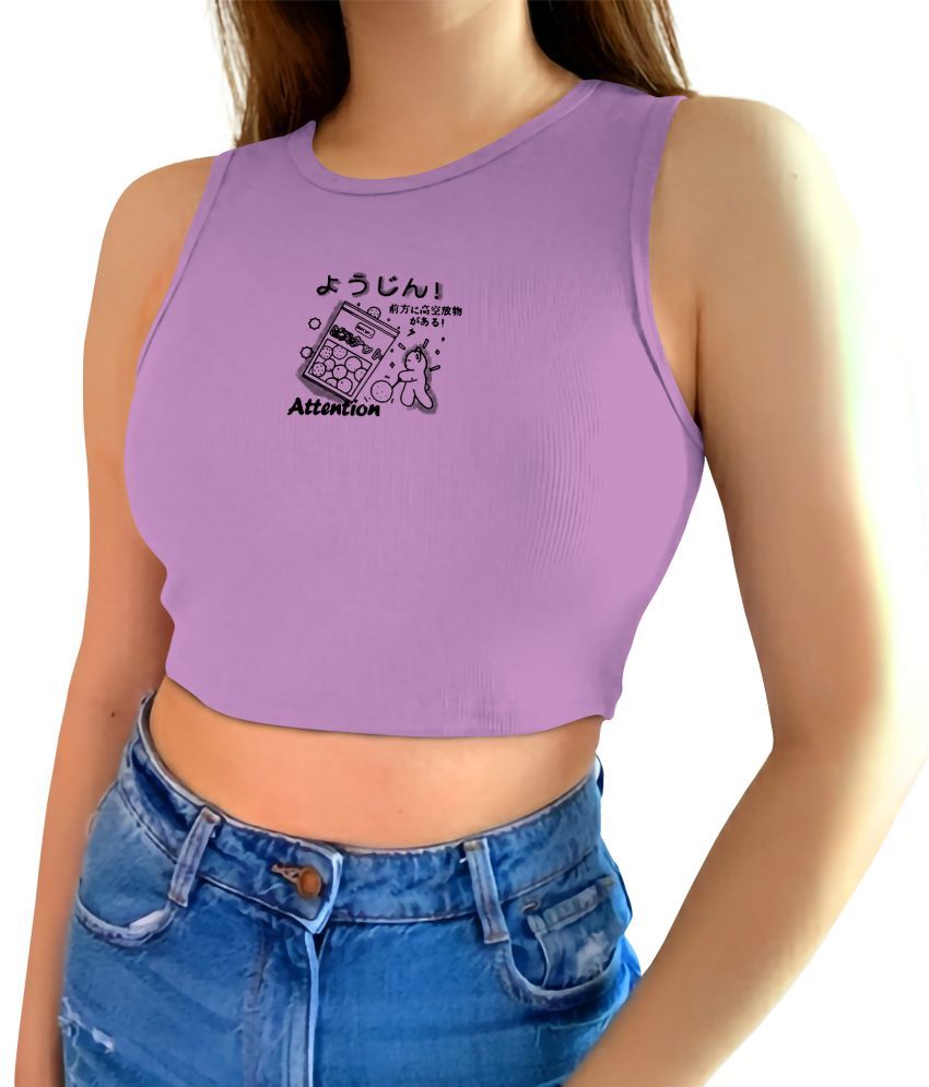     			fashion and youth Purple Cotton Blend Women's Crop Top ( Pack of 1 )