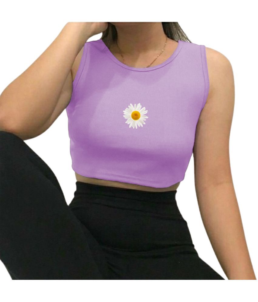     			fashion and youth Purple Cotton Blend Women's Crop Top ( Pack of 1 )