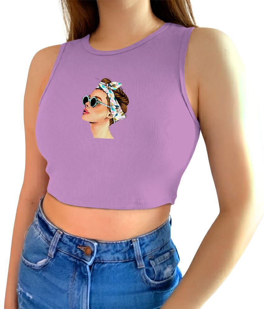     			fashion and youth Purple Cotton Blend Women's Crop Top ( Pack of 1 )