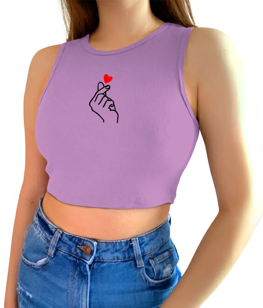     			fashion and youth Purple Cotton Blend Women's Crop Top ( Pack of 1 )