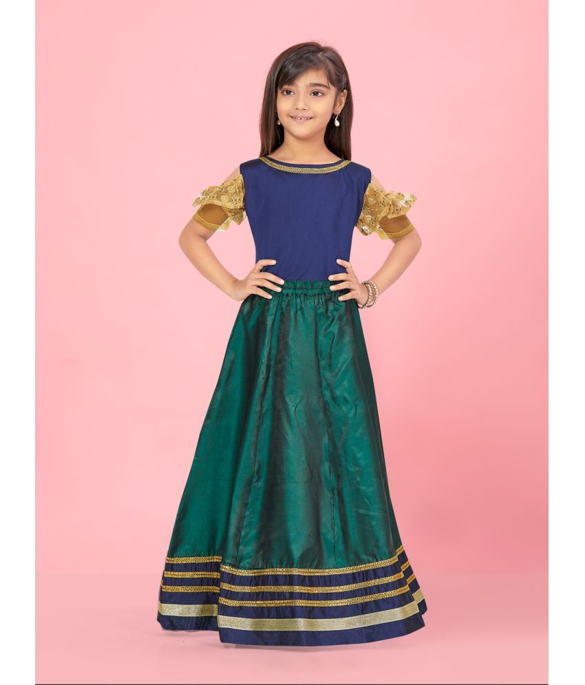     			Aarika Navy Blue Silk Girls Lehenga Choli Set ( Pack of 1 )