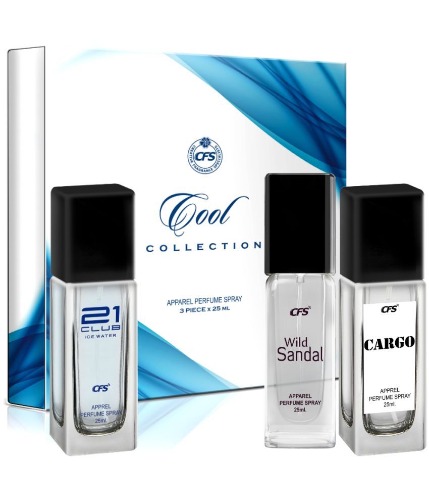     			CFS Cool Collection Unisex Perfume Gift Set Ice Water, Wild Sandal, Cargo White 25ml Each