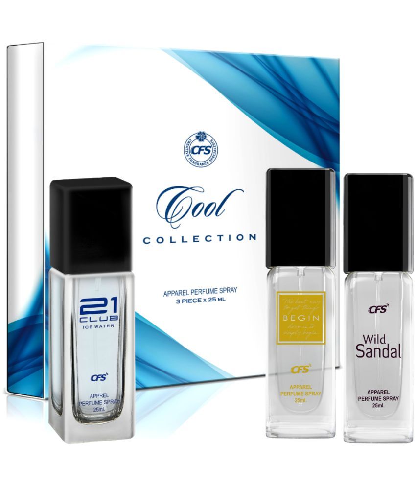     			CFS Cool Collection Unisex Perfume Gift Set Ice Water, Begin Gold, Wild Sandal 25ml Each