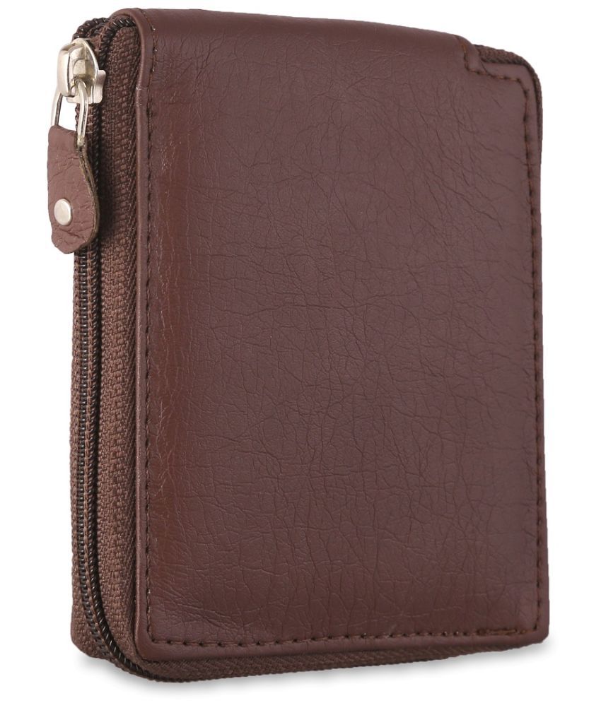     			Eugenie Club Brown Leather Men's Zip Around Wallet,Regular Wallet,RFID Wallet ( Pack of 1 )