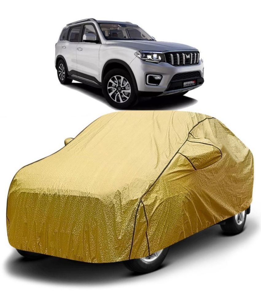     			GOLDKARTZ Car Body Cover for Mahindra Scorpio With Mirror Pocket ( Pack of 1 ) , Golden