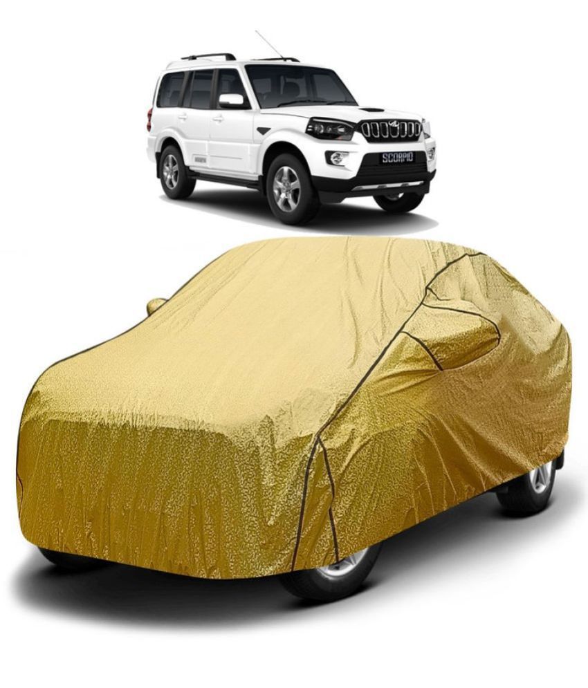     			GOLDKARTZ Car Body Cover for Mahindra Scorpio With Mirror Pocket ( Pack of 1 ) , Golden