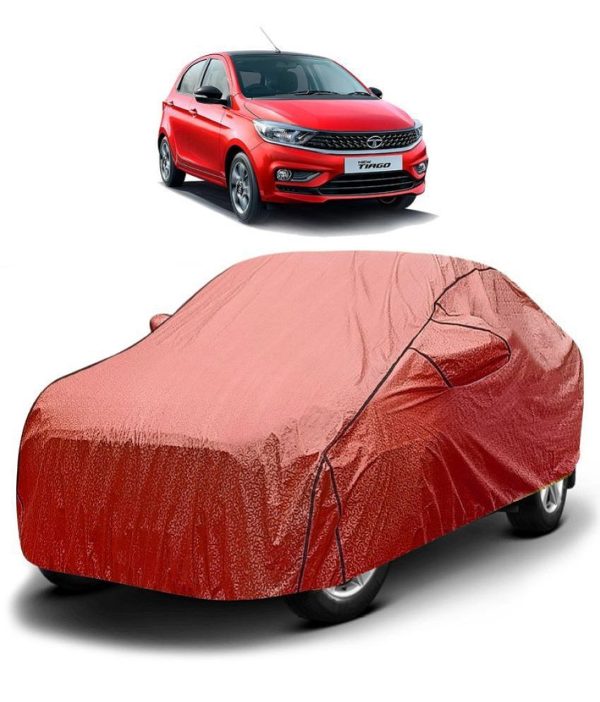     			GOLDKARTZ Car Body Cover for Tata Tiago With Mirror Pocket ( Pack of 1 ) , Red