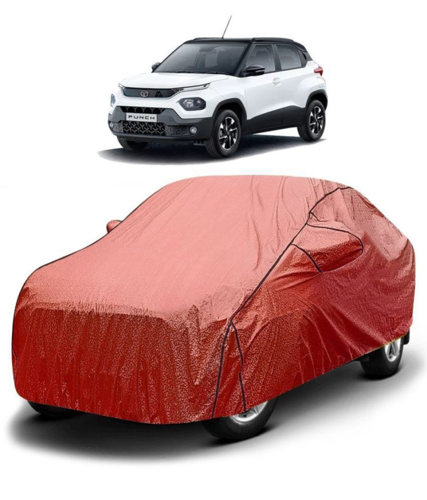     			GOLDKARTZ Car Body Cover for Tata PUNCH With Mirror Pocket ( Pack of 1 ) , Red