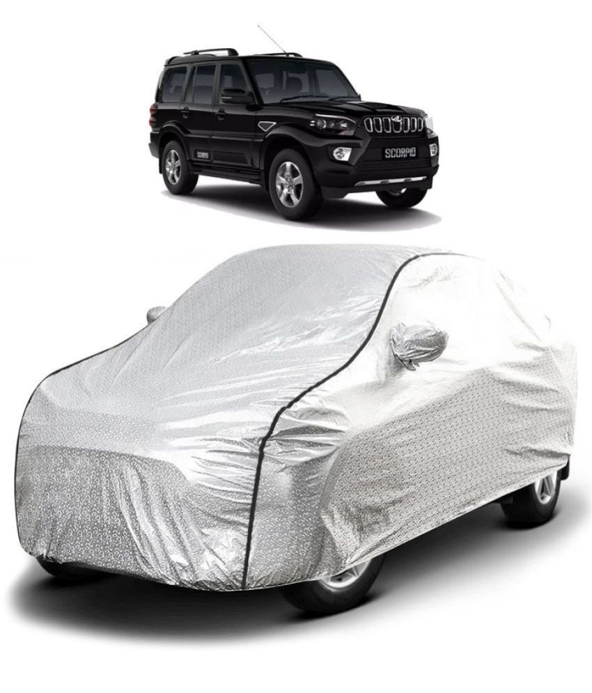     			GOLDKARTZ Car Body Cover for Mahindra Scorpio With Mirror Pocket ( Pack of 1 ) , Silver