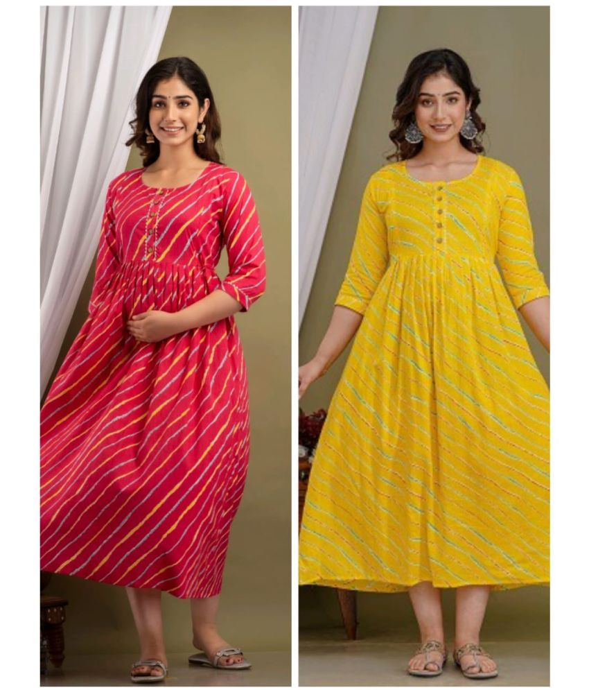     			Nevisha Style Multi Color Cotton Maternity Kurta Pack of 2