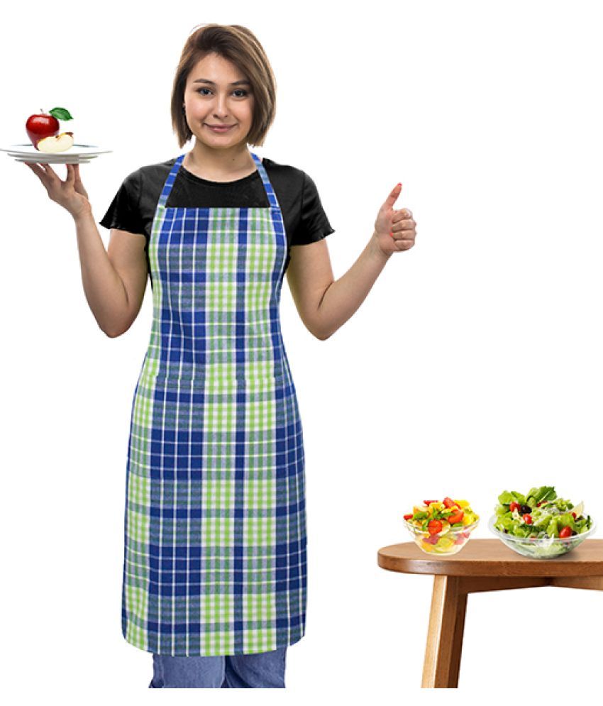     			Oasis Hometex Cotton Checks Kitchen Apron without Pocket ( Pack of 1 )