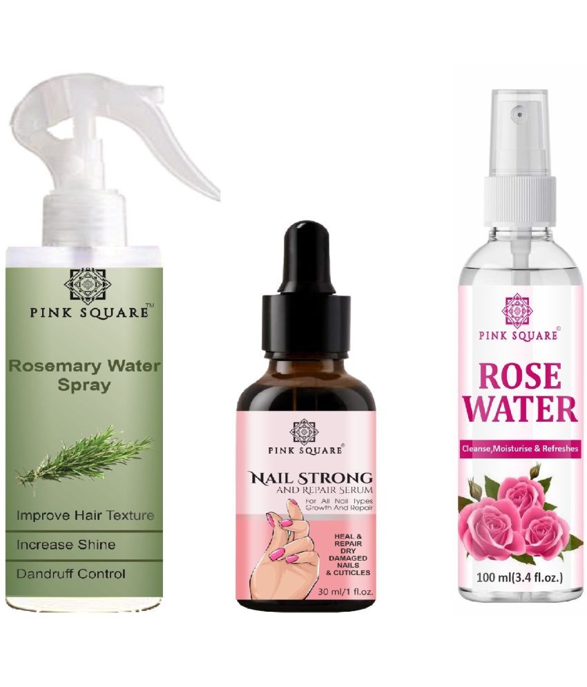     			Rosemary water Hair Spray for Hair Regrowth (100ml), Nail Strong and Repair Serum for Repair Nail (30ml) & Rose Water (100ml) Combo of 3