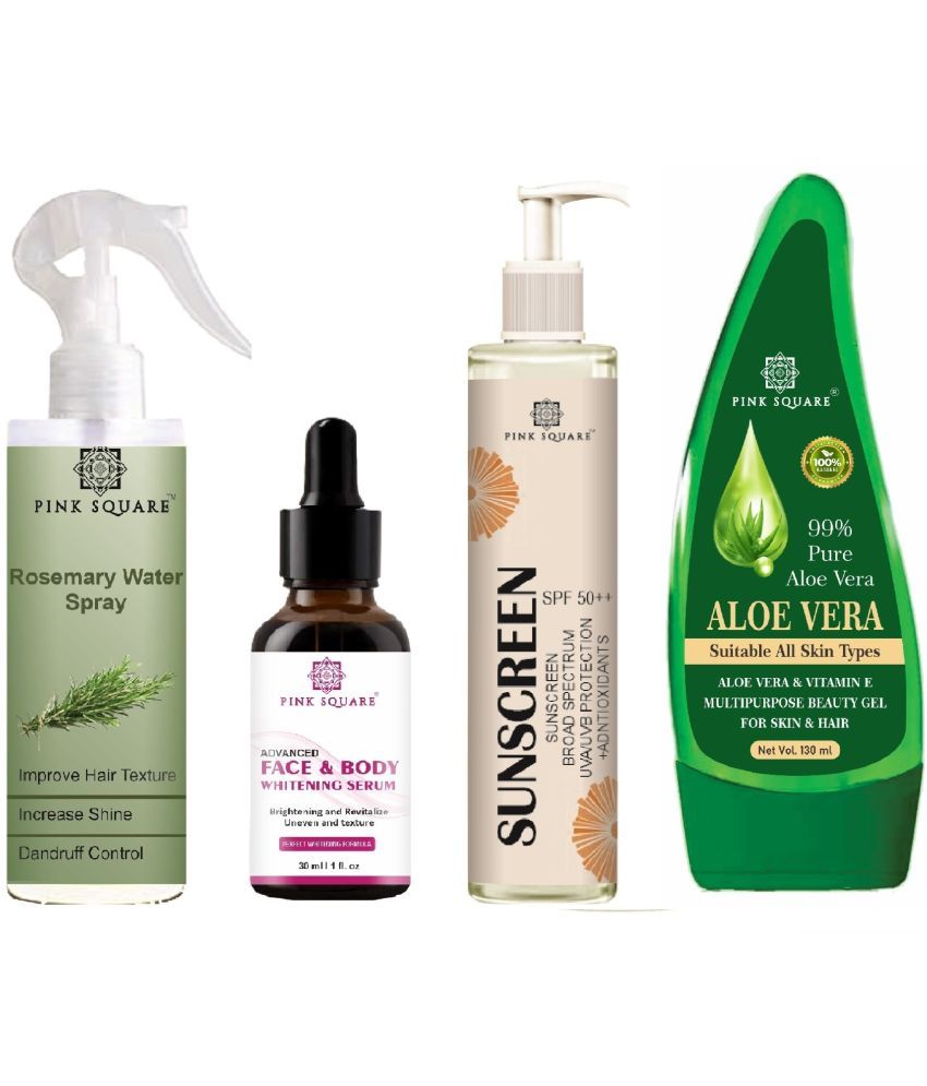     			Rosemary water Hair Spray for Hair Regrowth (100ml), Face and Bady Whitening Serum (30ml), Sunscreen SPF 50 (100ml) & Aloe vera Gel (100ml) Combo of 4